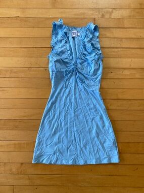Princess Polly Light Blue Ruffle Tie-Front Mini Dress